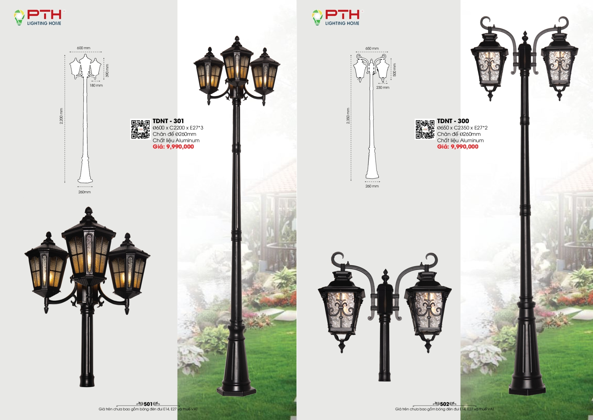 Bảng giá đèn trang trí PTH Lighting Home 2026